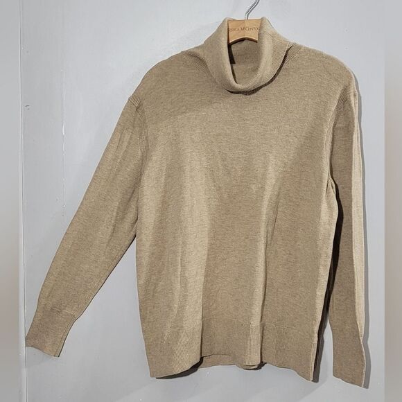 Gap Tan Heather Acrylic Turtleneck Sweater with seam detailing XL - Picture 1 of 4